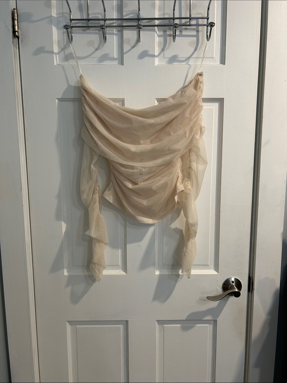 Draped Sheer Camisole Top in Cream